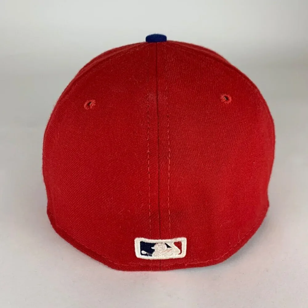 Philadelphia Phillies MLB Red New Era 59Fifty Fitted Hat 7 1/4 No Side NE Logo
